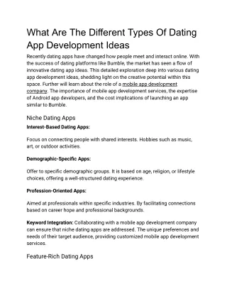 What Are The Different Types Of Dating App Development Ideas