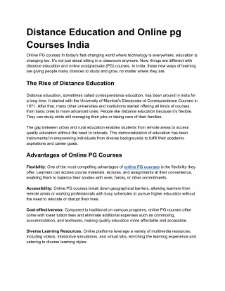 Exploring New Horizons: Distance Education in the Digital Era