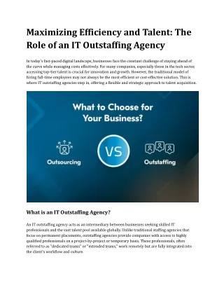 Key Considerations When Choosing an IT Outstaffing Agency