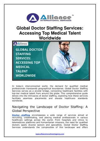 Global Doctor Staffing Services - Accessing Top Medical Talent Worldwide