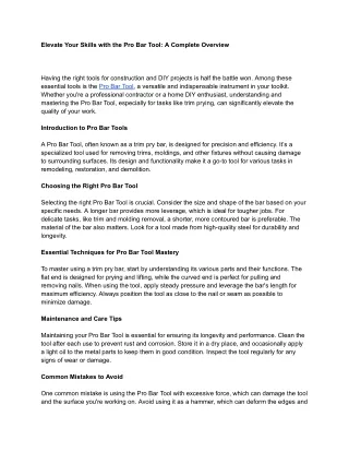 Elevate Your Skills with the Pro Bar Tool_ A Complete Overview - www.zenithbydanco.com