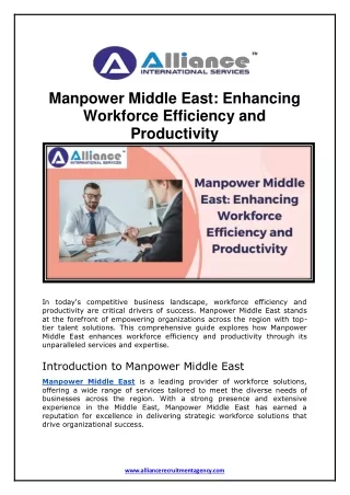 Manpower Middle East - Enhancing Workforce Efficiency and Productivity