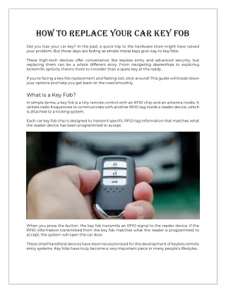 How to Replace Your Car Key Fob