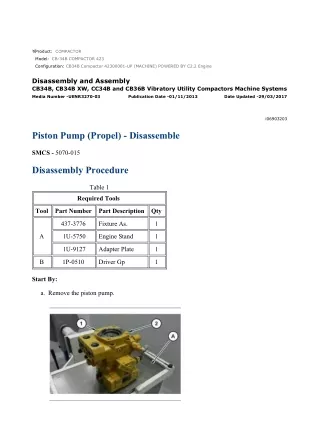 Caterpillar Cat CB34B Compactor (Prefix 423) Service Repair Manual Instant Download (42300001 and up)