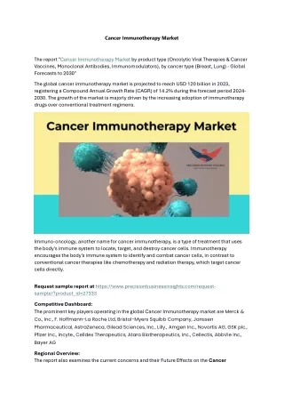 Cancer Immunotherapy Market Size, Share, Trends 2024