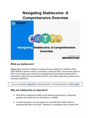 Navigating Stablecoins_ A Comprehensive Overview