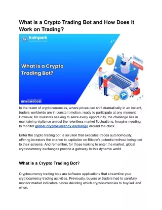 What is a Crypto Trading Bot and How Does it Work