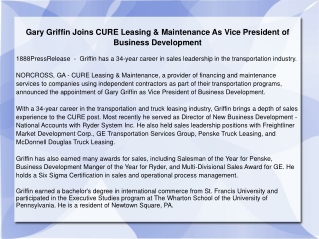 Gary Griffin Joins CURE Leasing