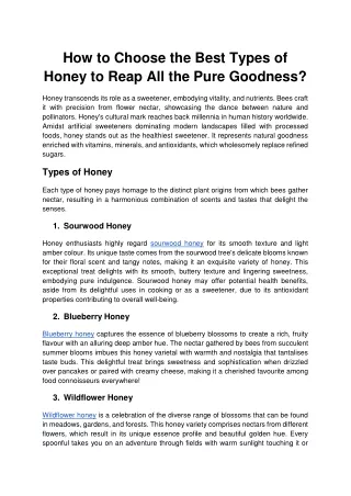 How to Choose the Best Types of Honey to Reap All the Pure Goodness