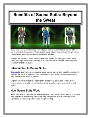 Benefits of Sauna Suits_ Beyond the Sweat