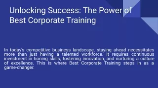 BEST CORPORAT TRAINING