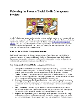 Social Media Management Services