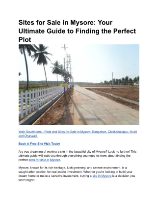 Plot for Sale in Mysore_ Your Ultimate Guide to Finding the Perfect Plot