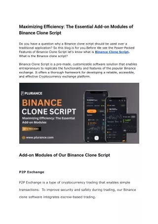 Maximizing Efficiency_ The Essential Add-on Modules of Binance Clone Script