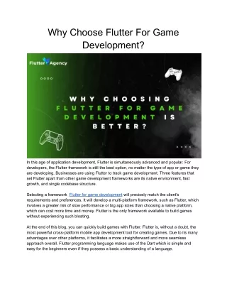 Why Choosing Flutter For Game Development is Better?
