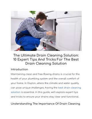 The Ultimate Drain Cleaning Solution_ 10 Expert Tips and Tricks