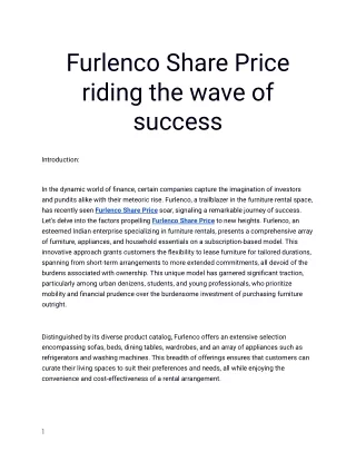 Get The Best Furlenco Share Price Only At Planify