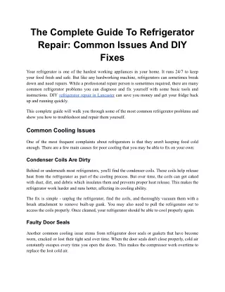 The Complete Guide To Refrigerator Repair_ Common Issues And DIY Fixes (1)
