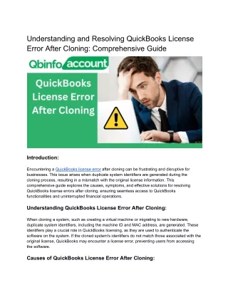 A Quick Guide to Quickbooks license error after cloning causes and solutions.