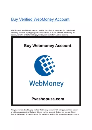 3 Best Sites To Buy Verified WebMoney Accounts In 2024