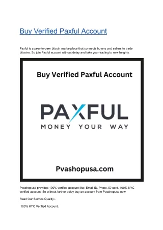 Buy Verified Paxful Accounts - 100% Secure Quality Accounts...