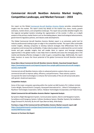 Commercial Aircraft NextGen Avionics Market Insights