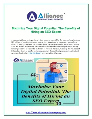 Maximize Your Digital Potential The Benefits of Hiring an SEO Expert