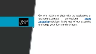 Stone Polishing Istonecare.com.au