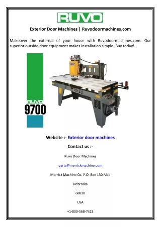 Exterior Door Machines   Ruvodoormachines.com