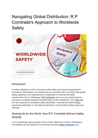 Navigating Global Distribution - R.P Comtrade's Approach to Worldwide Safety