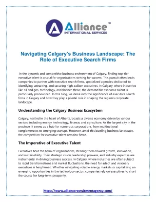 Navigating Calgary’s Business Landscape The Role of Executive Search Firms