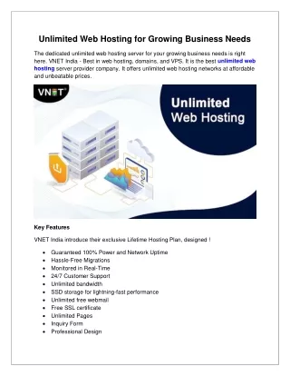 Unlimited Web Hosting for Growing Business Needs