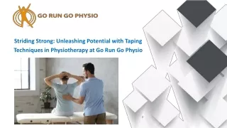 Taping Techniques In Physiotherapy | Go Run Go Physio