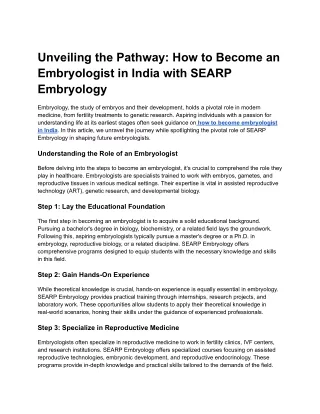 Unveiling the Pathway_ How to Become an Embryologist in India with SEARP Embryology