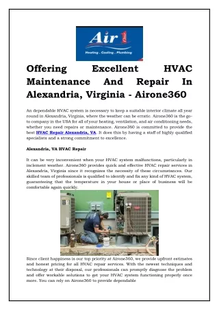 Hvac Repair Alexandria Va