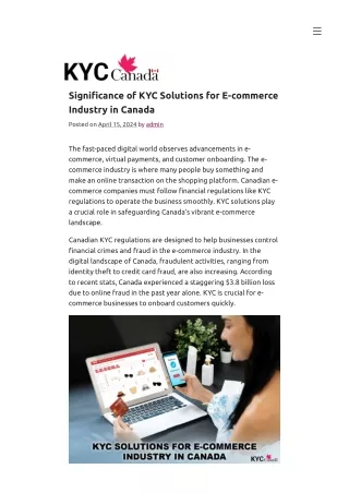 Significance of KYC Solutions for E-commerce Industry in Canada