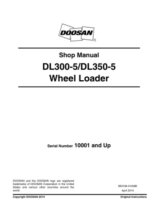 Doosan DL300-5 Wheel Loader Service Repair Manual