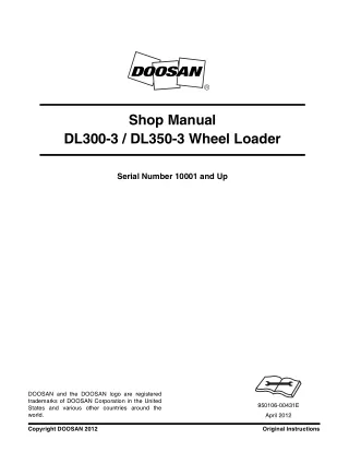 Doosan DL350-3 Wheel Loader Service Repair Manual