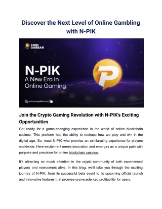 Discover the Next Level of Online Gambling with N-PIK!