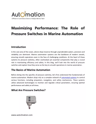 Maximizing Performance The Role of Pressure Switches in Marine Automation (1)