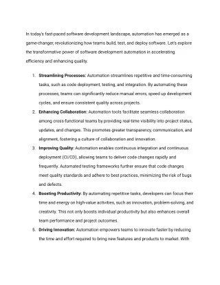 Unleashing Efficiency: The Impact of Software Development Automation