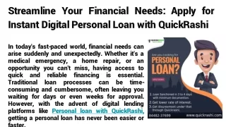 Streamline Your Financial Needs_ Apply for Instant Digital Personal Loan with QuickRashi