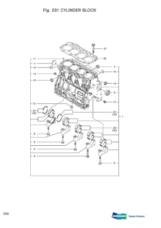 DOOSAN E63 COMPACT EXCAVATOR Parts Catalogue Manual