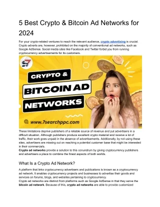 5 Best Crypto & Bitcoin Ad Networks for 2024