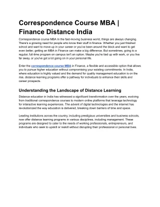 Distance Learning: Accelerating Your Finance Career with an MBA