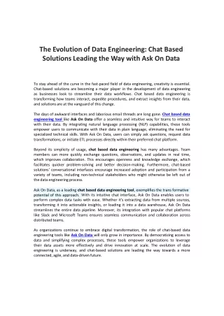 Chat Based data Engineering Leading the Way with Ask On Data