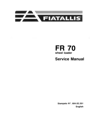 FiatAllis FR70 Wheel Loader Service Repair Manual