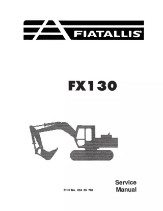 FiatAllis FX130 Hydraulic Excavator Service Repair Manual