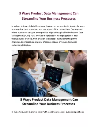 5 Ways Product Data Management Can Streamline Your Business Processes