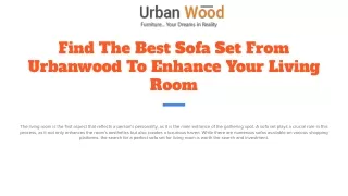 Best Sofa Set From Urbanwood To Enhance Your Living Room